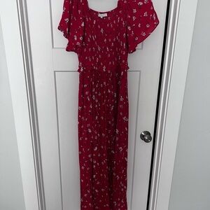 Ivy City Co Red Floral Jumpsuit Romper